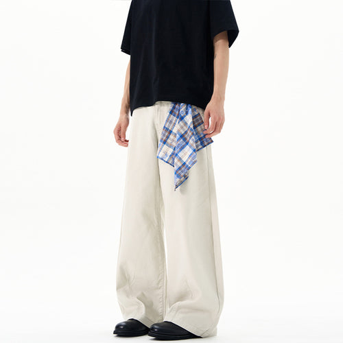 Herren Extraweite Baumwoll‑Twill‑Palazzohose mit markanten Saumnähten und skulpturaler Form Drune