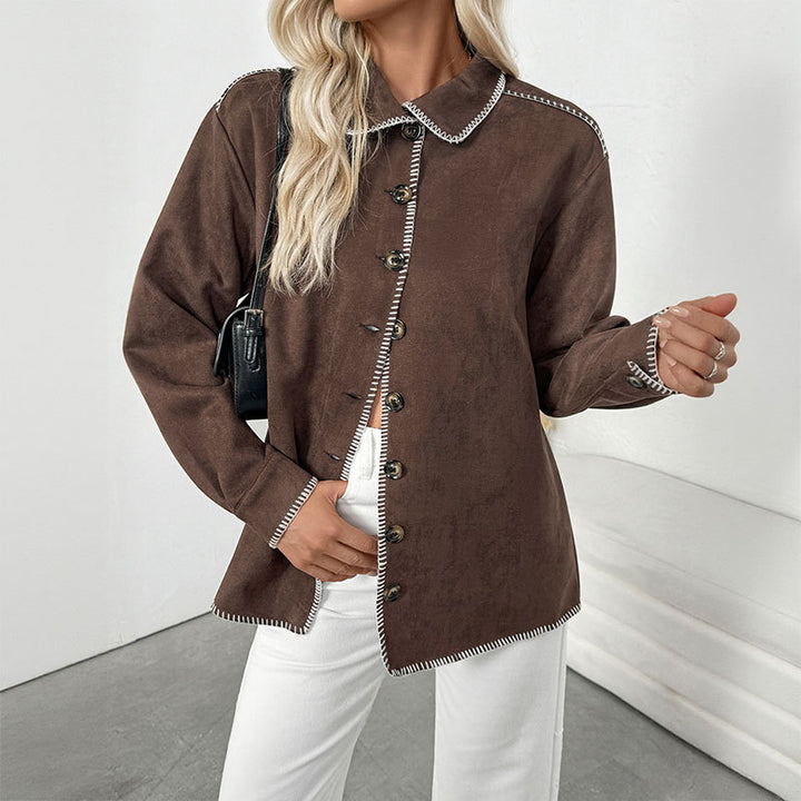 Damen Elegantes Overshirt aus Velourslederimitat Drune