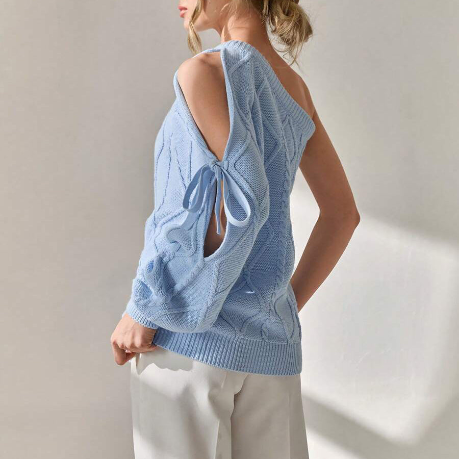 Damen Strickpullover mit asymmetrischen Cut-Out-Details und elegantem Rippdesign Drune