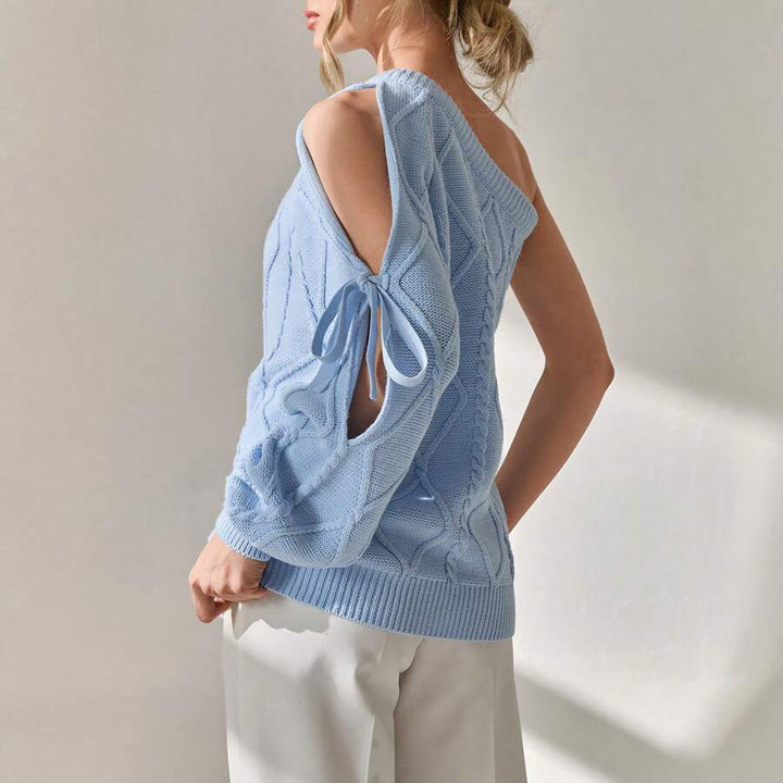 Damen Strickpullover mit asymmetrischen Cut-Out-Details und elegantem Rippdesign Drune