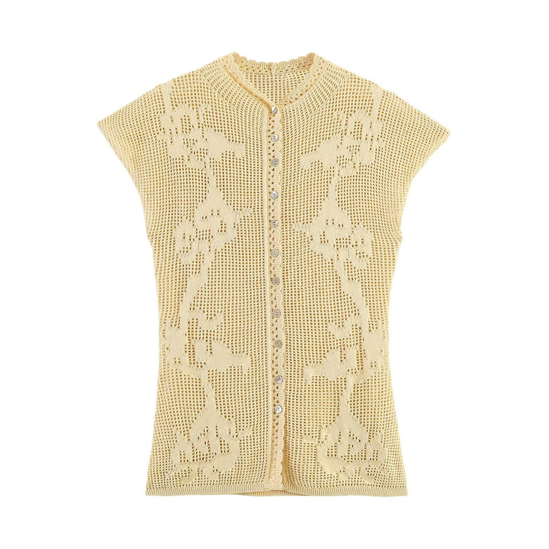 Damen elegante Strickbluse mit filigranem Muster Drune