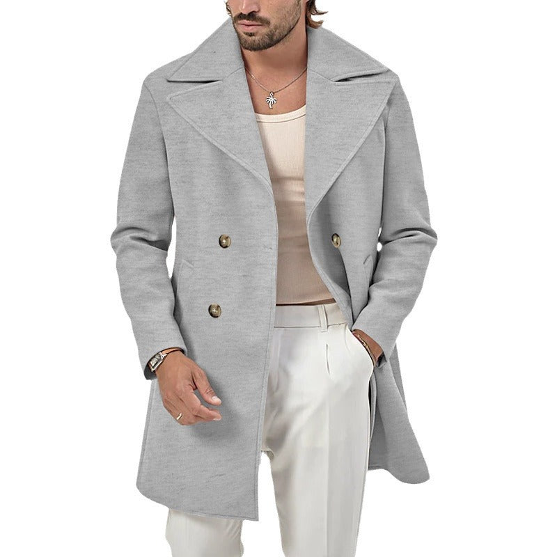 Herren eleganter Wollmantel mit doppelter Knopfleiste und modernem Schnitt Drune