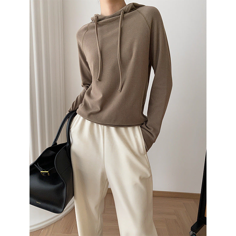 Damen lässiger Kapuzenpullover mit Raglanärmeln Drune