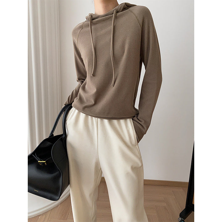 Damen lässiger Kapuzenpullover mit Raglanärmeln Drune