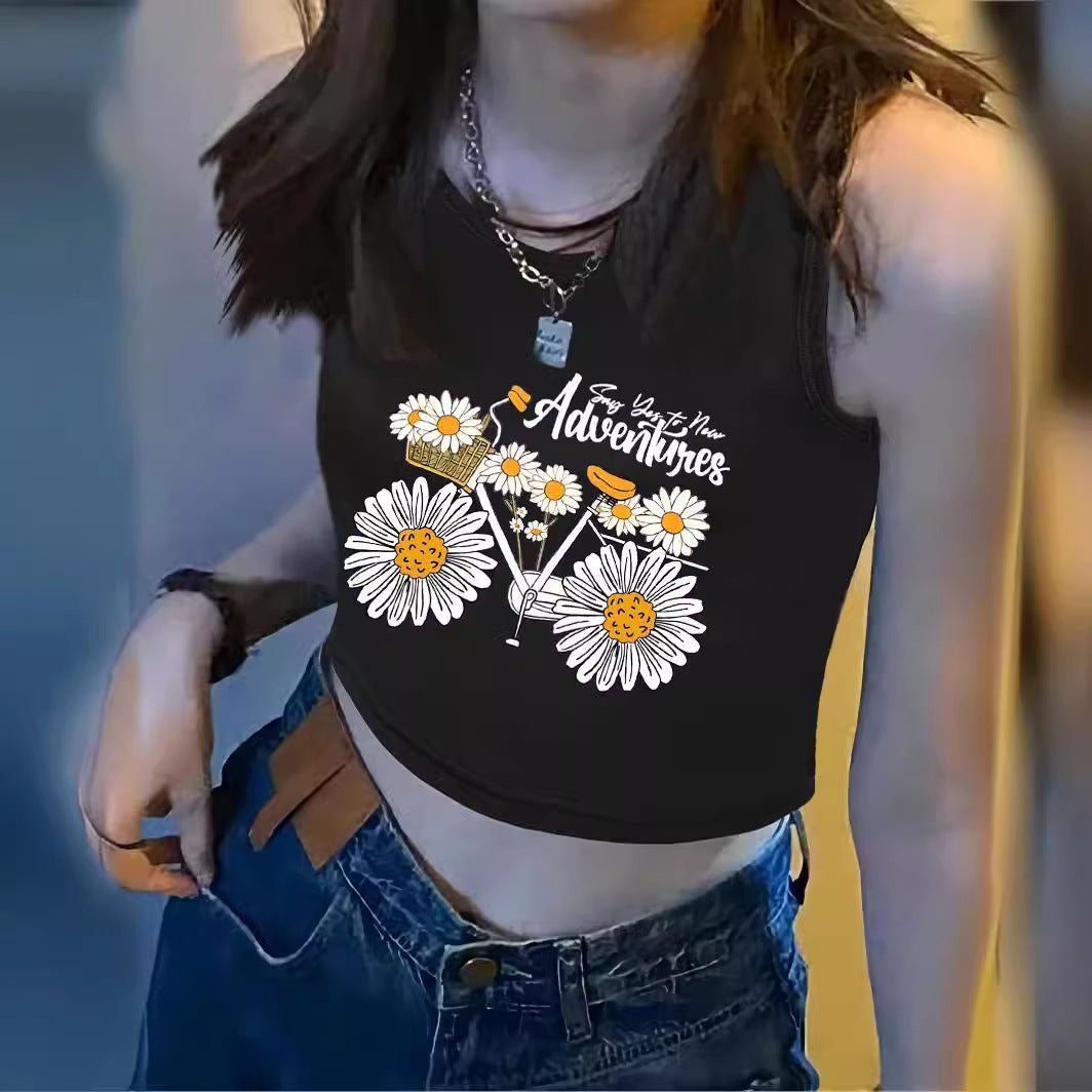 Damen Crop-Top mit auffälligem Schriftzug und körpernahem Schnitt Drune