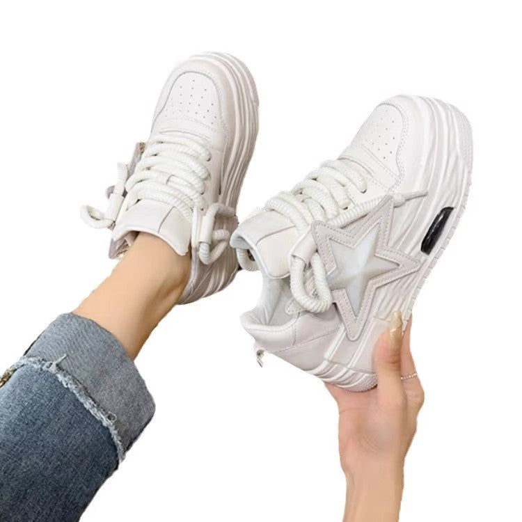 Damen Sportliche Plateau Sneakers mit modischem Sternen-Design Drune