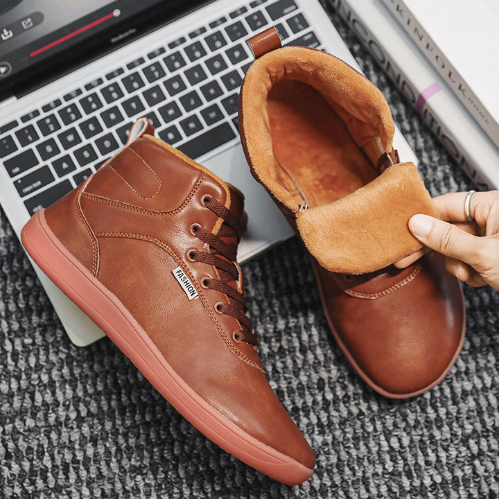 Herren nan knöchelhoher Freizeit-Sneaker mit warmem Plüschfutter, gepolsterter Innensohle und rutschfester Gummilaufsohle Drune