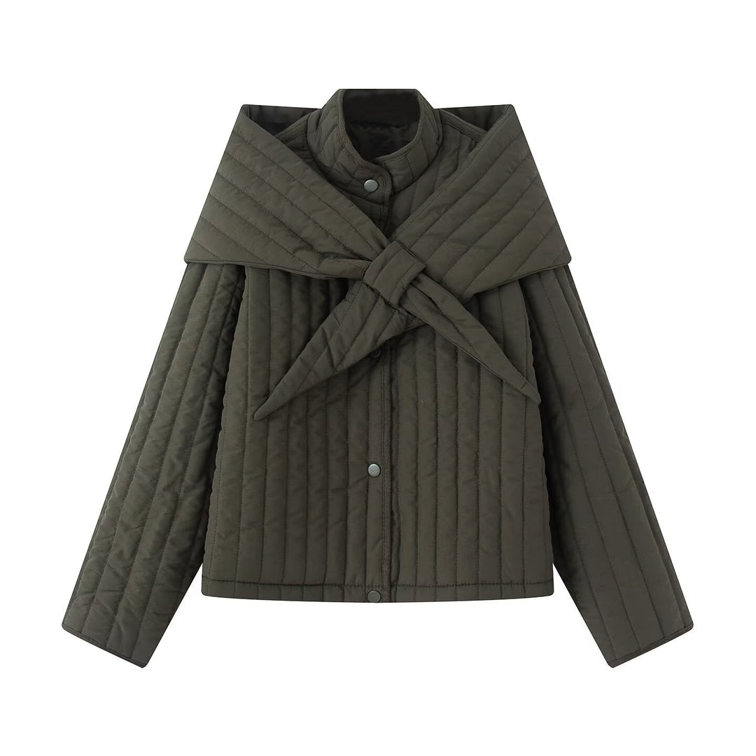 Damen Steppjacke mit übergroßem Wickelkragen und Druckknopf-Leiste Drune