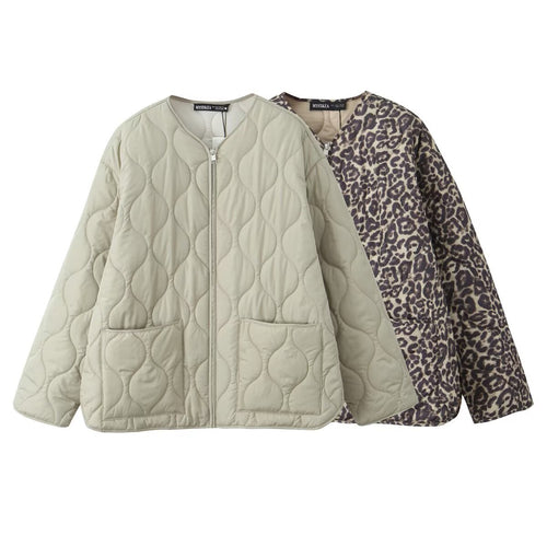 Damen nan gesteppte Oversize-Quiltjacke mit Rundhalsausschnitt, durchgehendem Reißverschluss und zwei aufgesetzten Taschen Drune