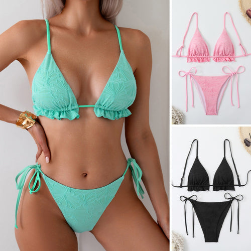 Damen Triangel-Bikini mit Rüschendetails Drune