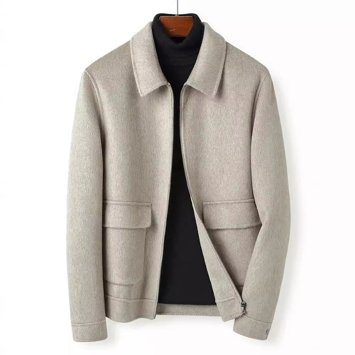 Herren Wollmix-Übergangsjacke mit Stehkragen, Reißverschluss und Pattentaschen Drune