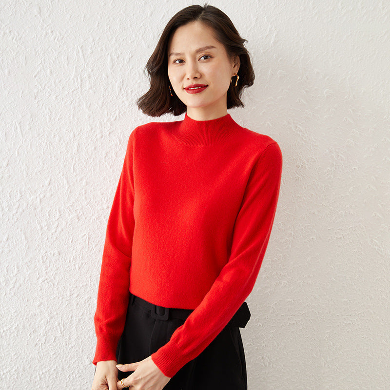 Damen Luxuriöser Kaschmir-Feinstrickpullover mit Stehkragen Drune