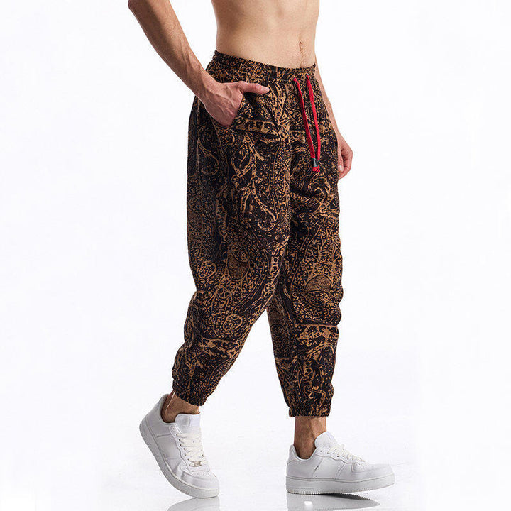 Herren lässige Haremshose mit buntem Blumenmuster und Gummizug Drune