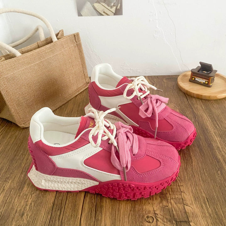 Damen Fashion-Sneaker mit grober Traktionssohle und Materialmix aus Velours und Glattleder Drune