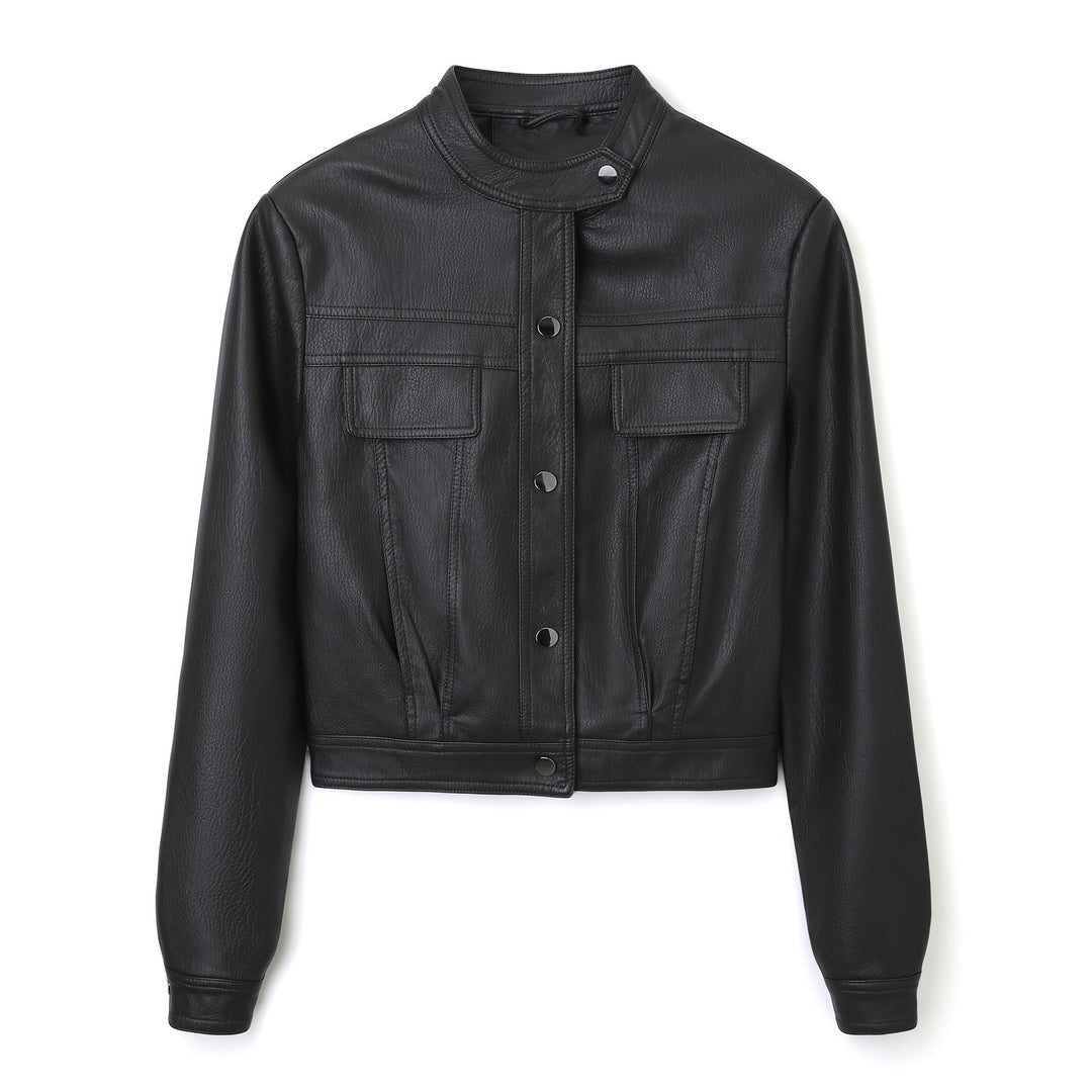 Damen Modische Kurzlederjacke Drune