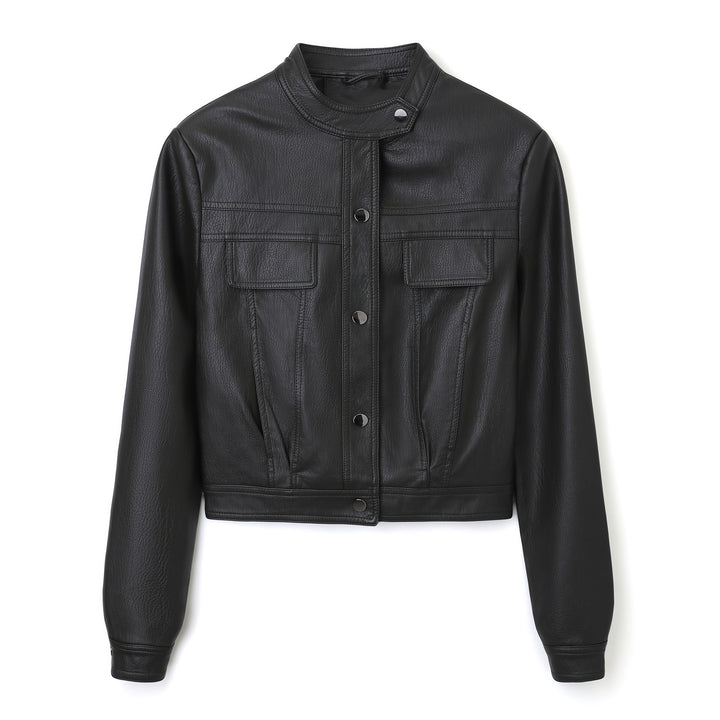 Damen Modische Kurzlederjacke Drune