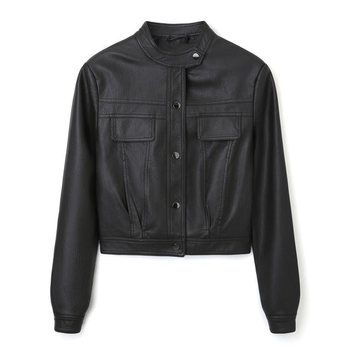Damen Modische Kurzlederjacke Drune
