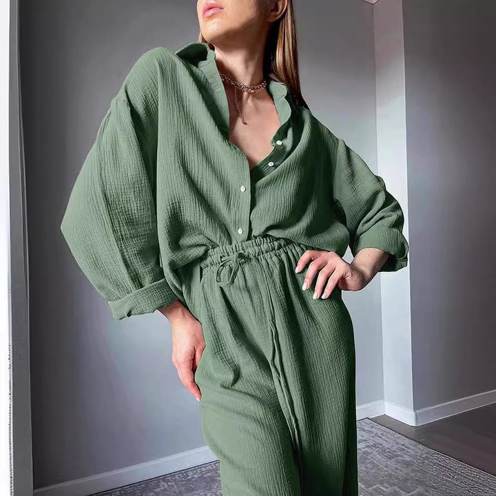 Damen Relaxed Fit Strukturierter Koordinierter Satz Drune