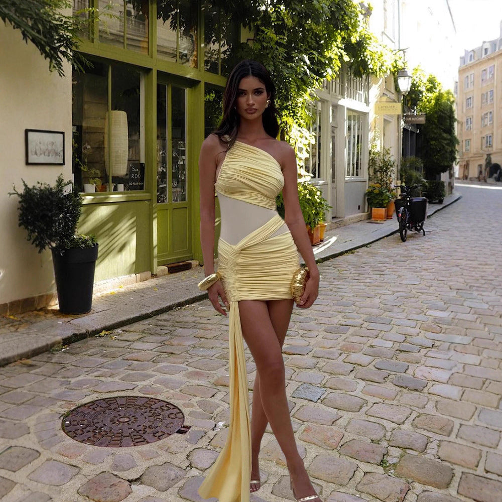 Damen Figurbetontes Wickelkleid mit asymmetrischem Saum und raffinierten Drapierungen Drune