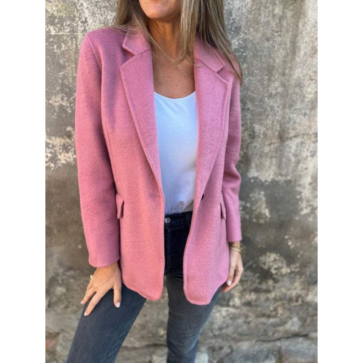 Damen Kastenförmiger Kurzmantel im Blazer-Look aus Wollmix mit fallendem Revers Drune