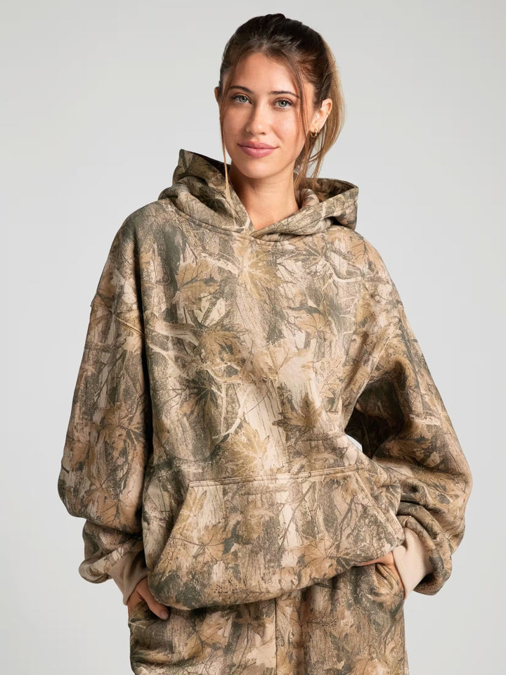 Damen Hoodie im angesagten Camouflage-Design mit großzügigen Taschen Drune