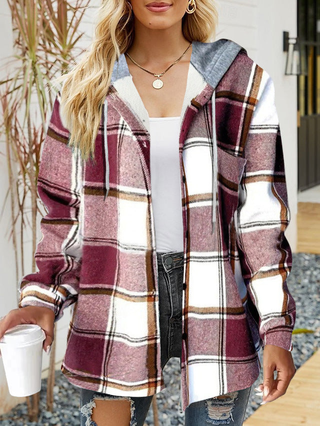Frauen Oversized Hoodie mit Druckknopfverschluss und Kontrastbesatz Drune