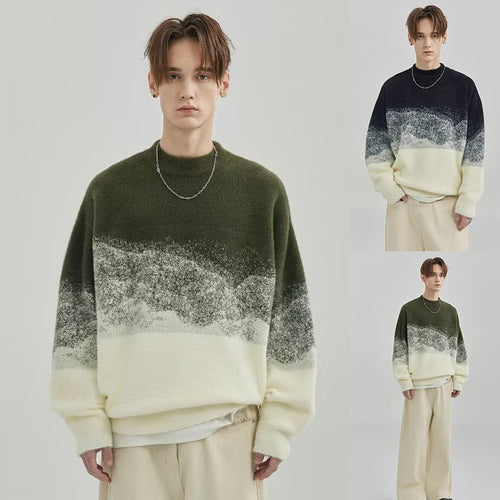Herren Modischer Grobstrickpullover mit Farbverlauf Drune