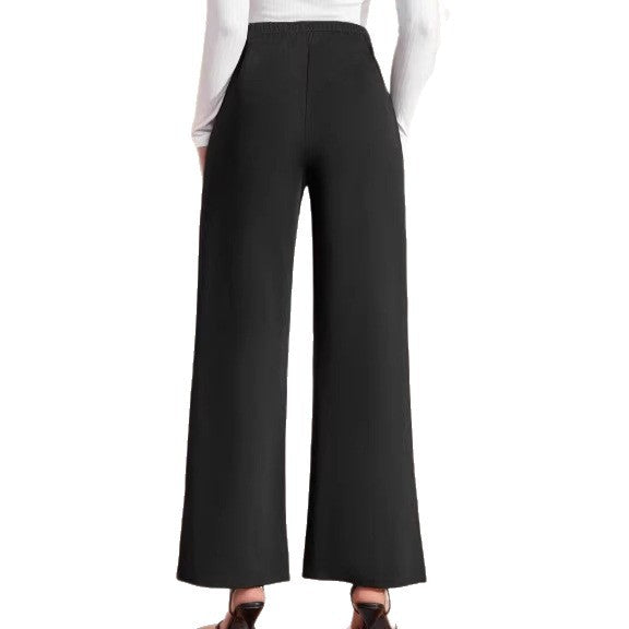 Damen nan hohe Taillenhose mit weitem Bein, maritim inspirierten Zierknöpfen Drune