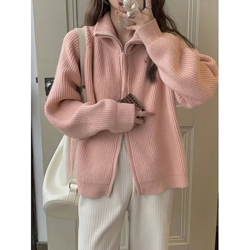 Damen Strickjacke mit asymmetrischem Reißverschluss Drune