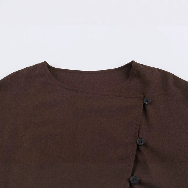 Damen Asymmetrische Wickeljacke mit dekorativer Knopfleiste und überschnittenen Schultern Drune