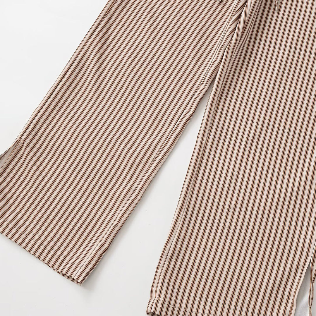 Damen Weite Culotte-Hose mit elastischem Bund und Streifenmuster Drune