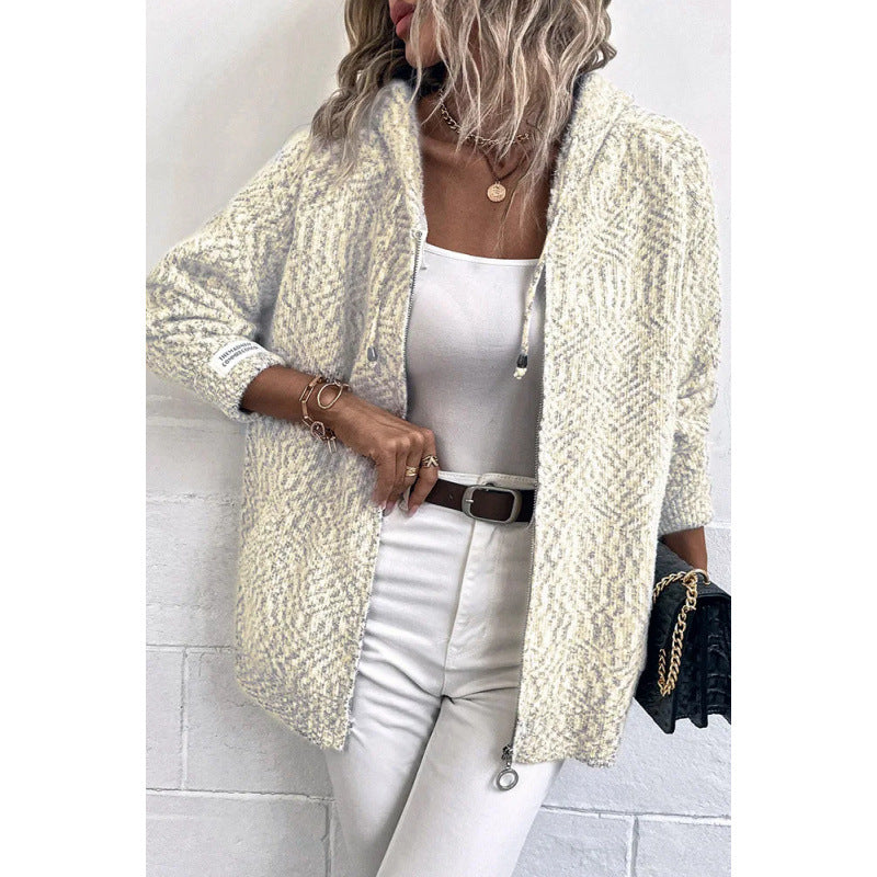 Damen Cozy Boucle Strick Hoodie Drune