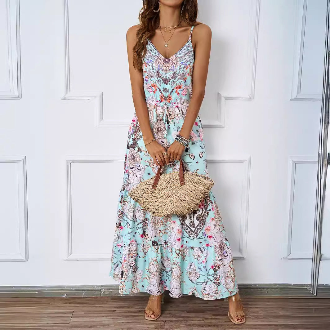 Damen Maxikleid mit luftigen Trägern und floralem Muster Drune