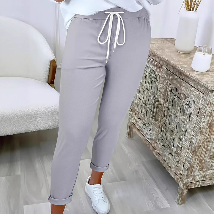 Damen Schmale Jogginghose mit hohem Komfortbund, Kordelzug und schmalem Knöchelabschluss Drune