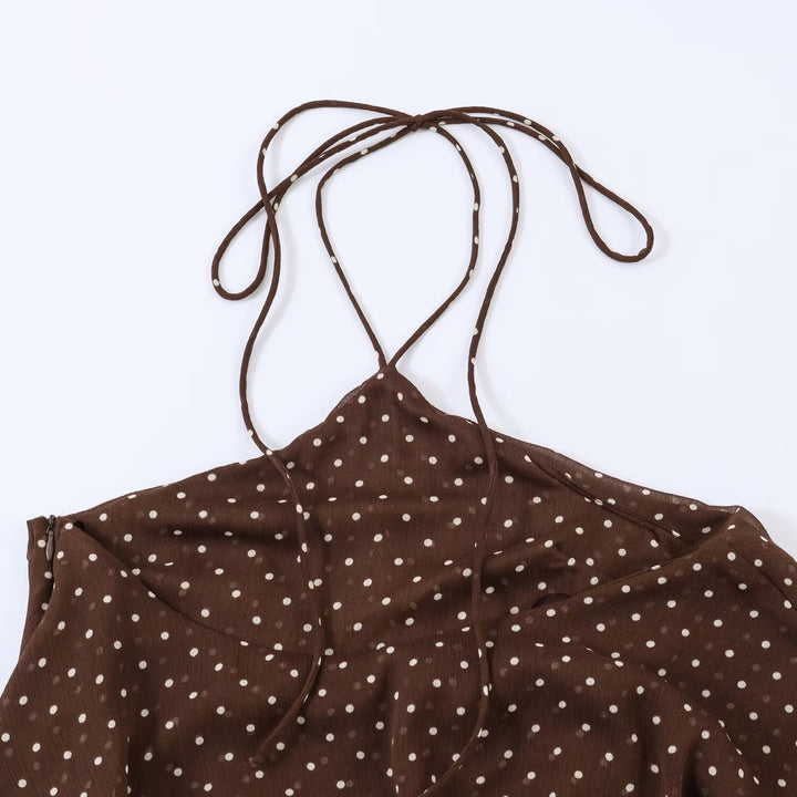 Damen Sommerkleid mit voluminösen Rüschendetails und tiefem V-Ausschnitt Drune