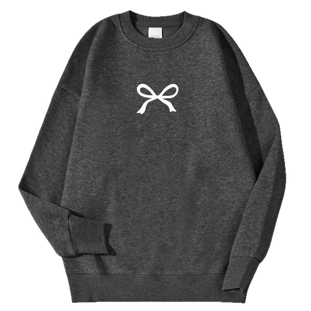 Damen gemütlicher Sweatshirt mit modischem Schleifenmotiv Drune
