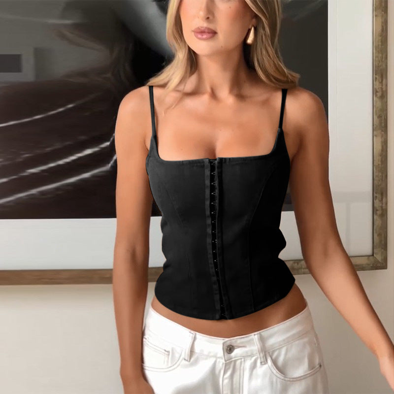Damen Strukturierter Denim Korsett-Top Drune