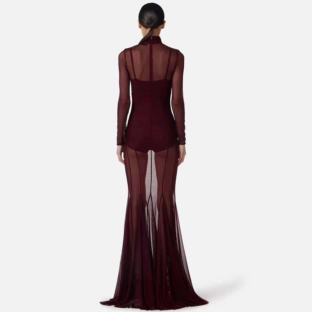 Damen Elegantes und transparentes Abendkleid Drune