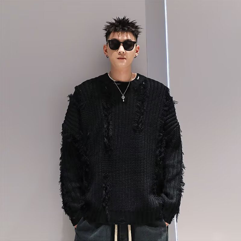 Herren Lässiger Grobstrickpullover mit used Look Drune