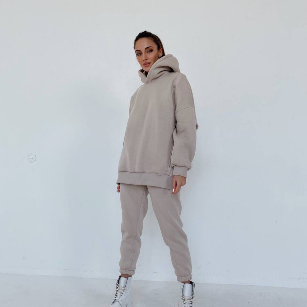 Damen nan oversized Kapuzen-Loungewear-Set mit extragroßer Kapuze und taillierter Jogginghose Drune