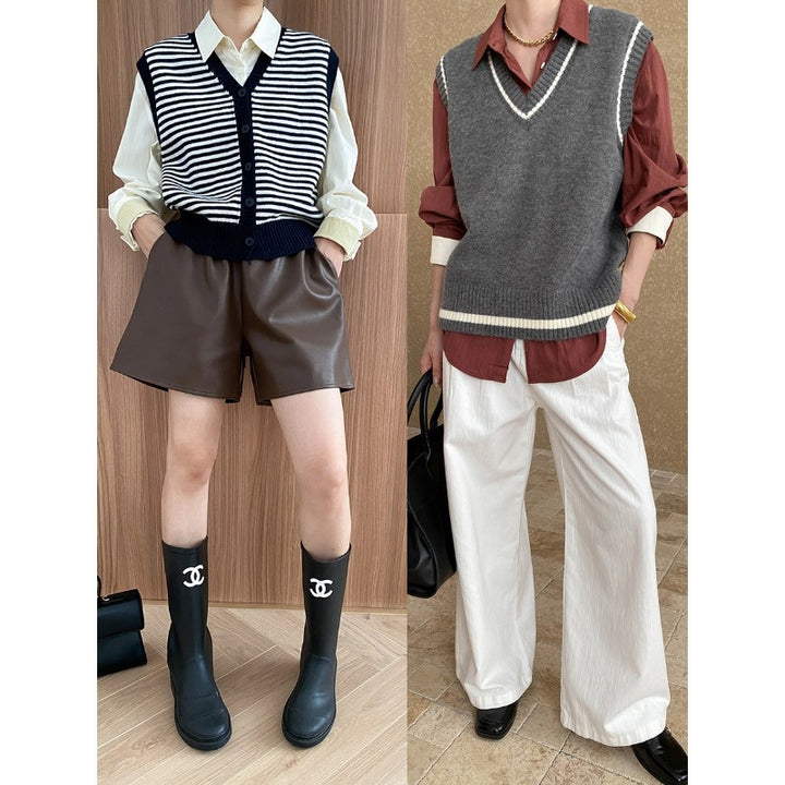 Damen lässige Oversized-Hemdbluse mit feinen Details und Kontrastärmeln Drune