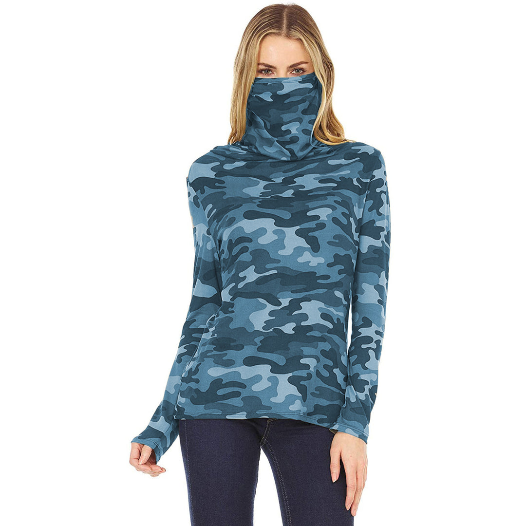 Damen Camouflage-Jersey-Longsleeve mit integriertem Schlauchkragen Drune