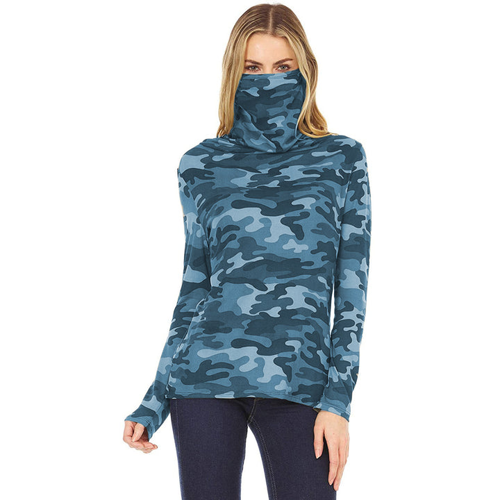 Damen Camouflage-Jersey-Longsleeve mit integriertem Schlauchkragen Drune
