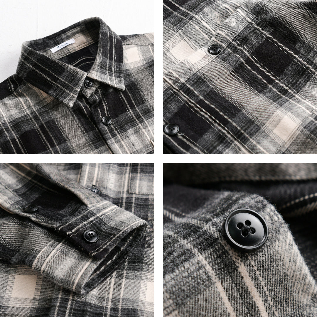 Herren Kariertes Flanell‑Hemdjacke im Overshirt‑Stil mit weich gebürsteter Oberfläche Drune