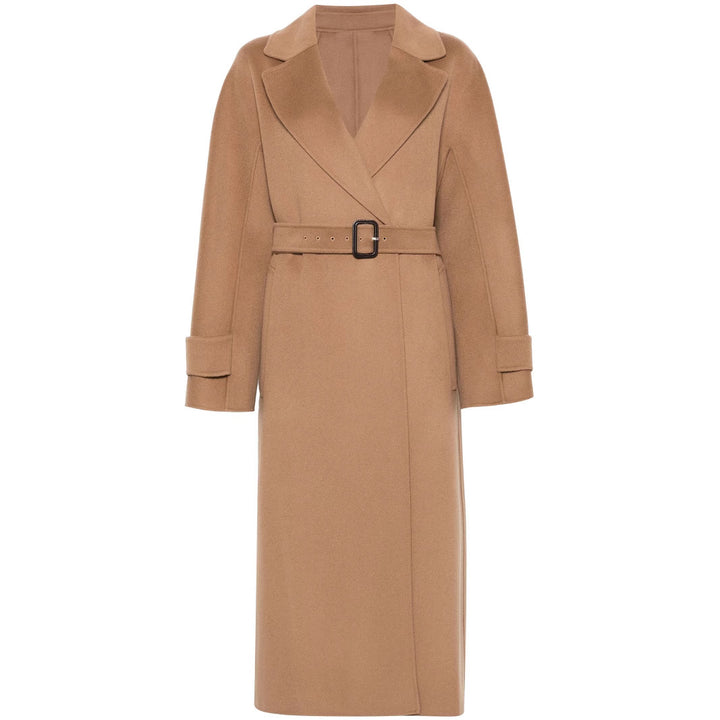 Damen Wickelmantel aus Wollmix mit Taillengürtel und Oversize-Schulter Drune