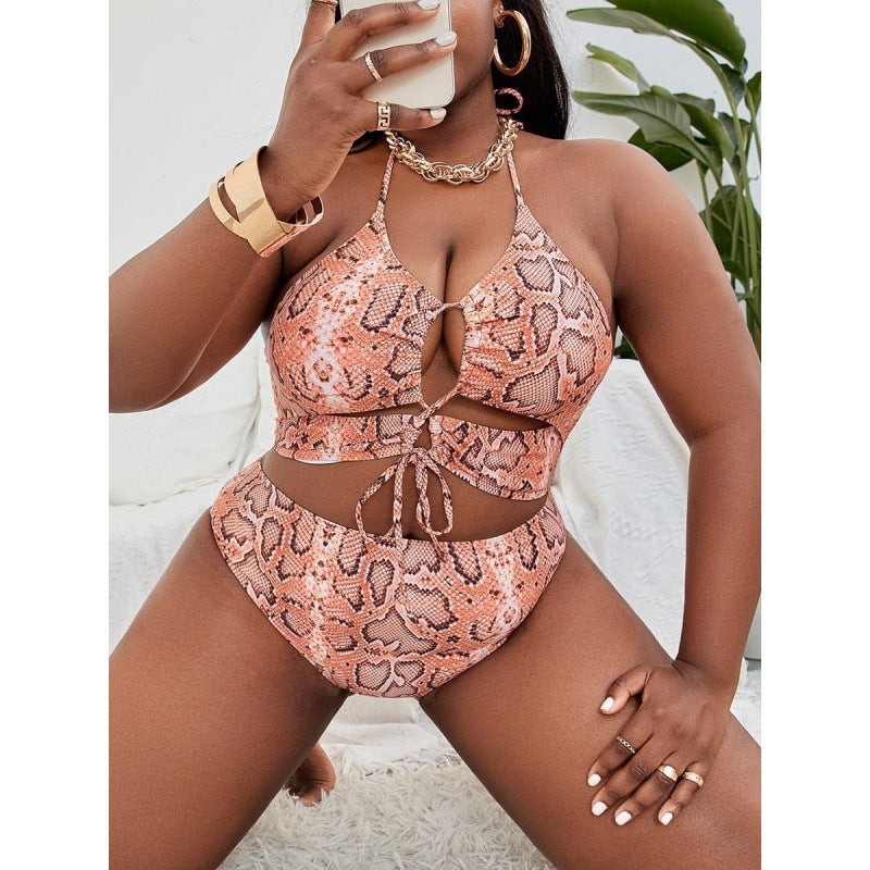 Damen Triangel-Bikini mit raffiniertem Cut-Out und trendigem Schlangenprint Drune