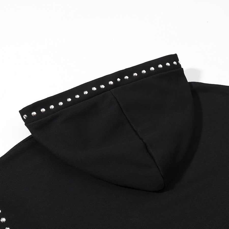 Damen Oversize-Kapuzenpullover mit Nietenbesatz und Ballonärmeln Drune