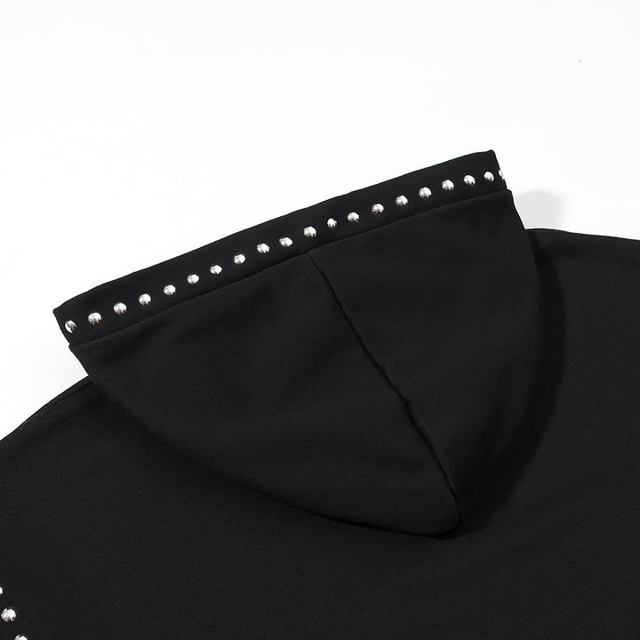 Damen Oversize-Kapuzenpullover mit Nietenbesatz und Ballonärmeln Drune