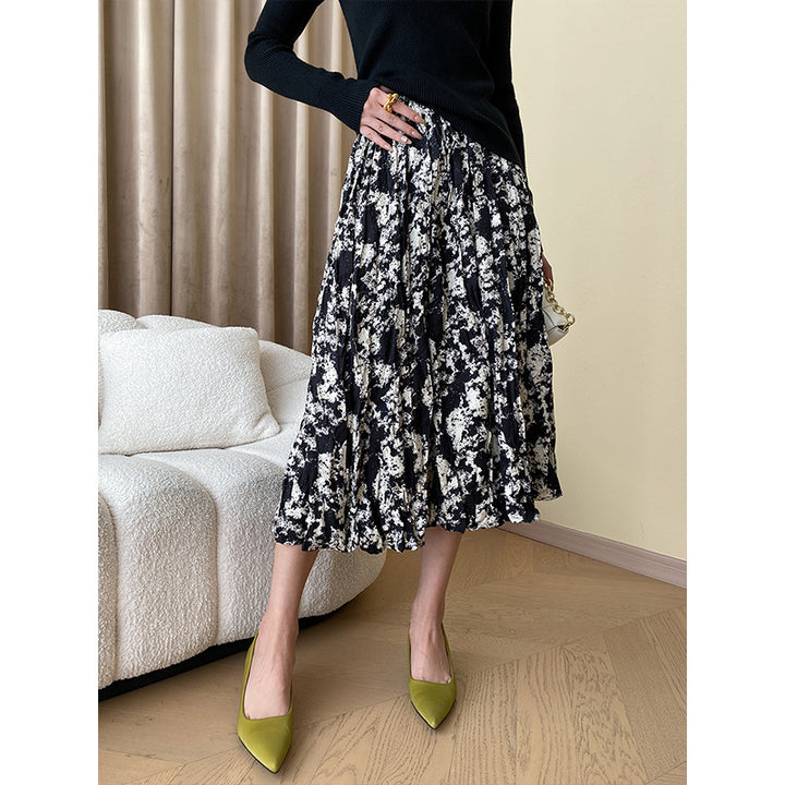 Damen midirock mit floralem Muster und elegantem Faltenwurf Drune
