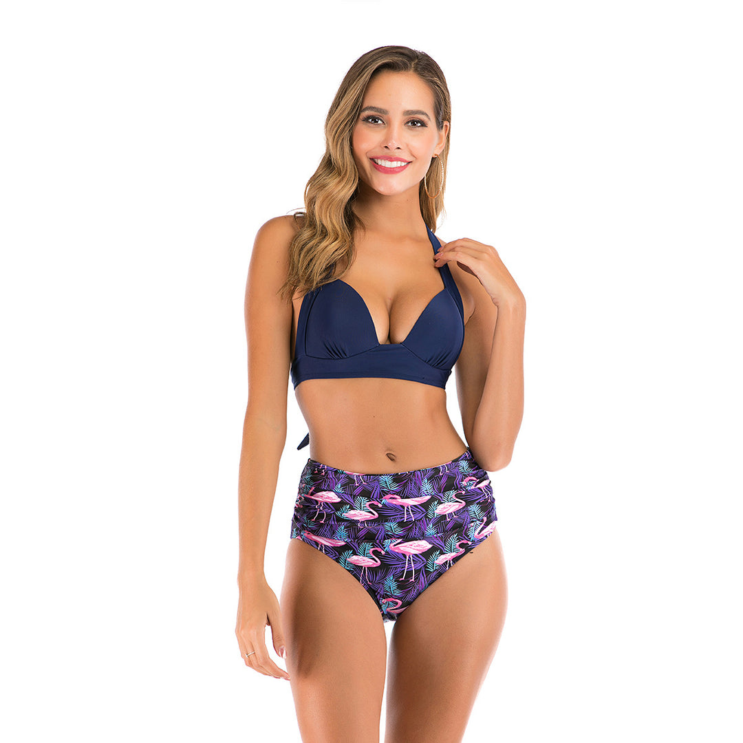 Damen Hochtaillierter Bikini mit tiefem Ausschnitt und trendigem Tiermuster Drune